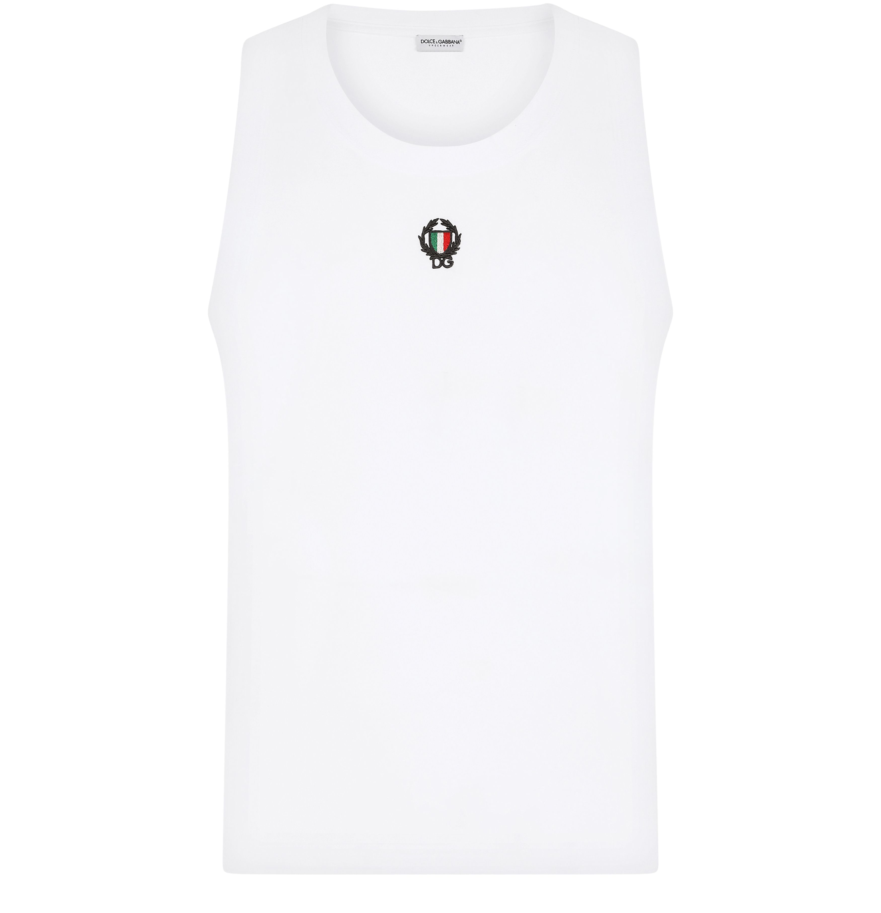 Dolce & Gabbana Two-way stretch cotton singlet with patch