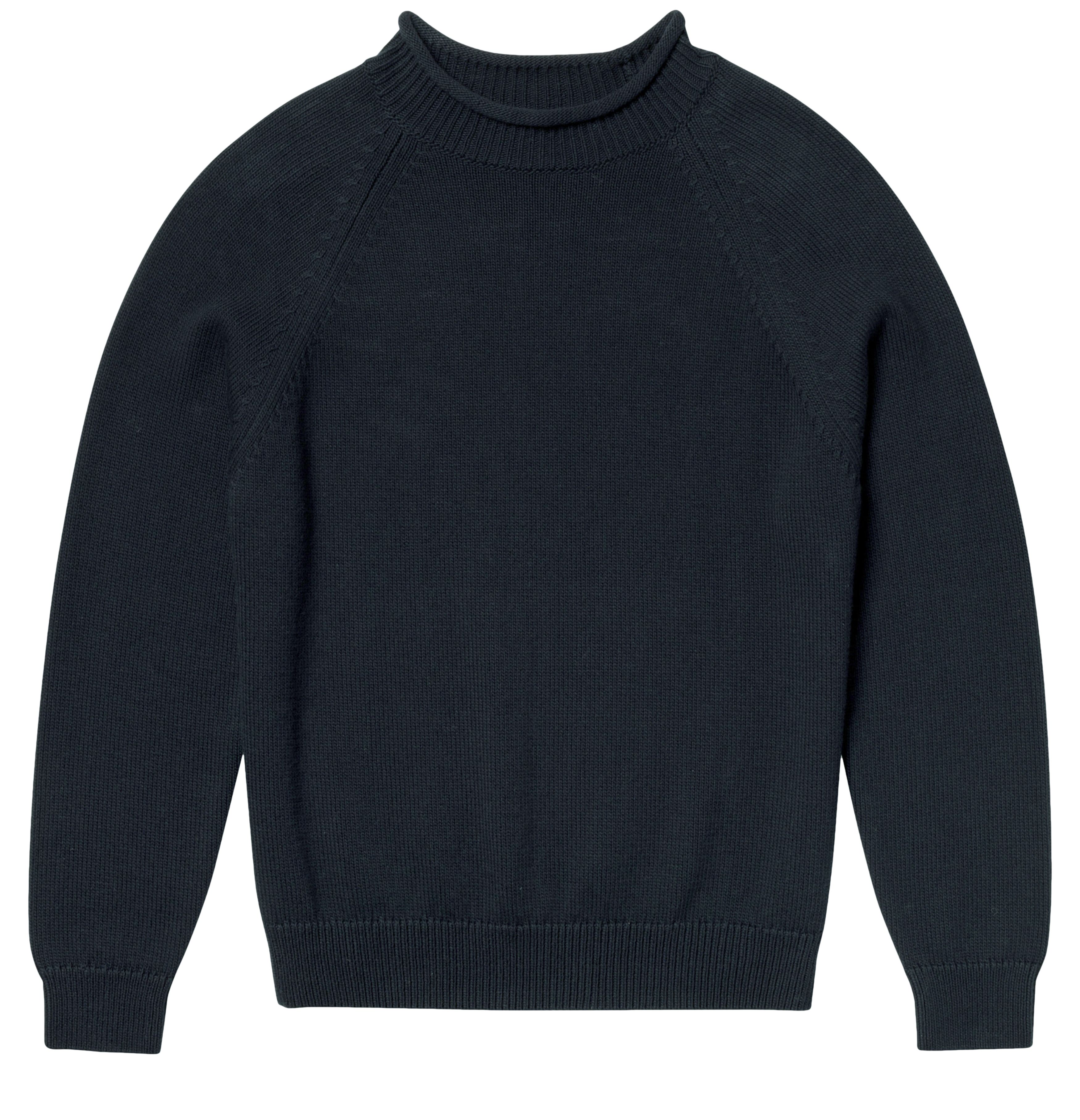  Cotton sweater with roll-hem neck