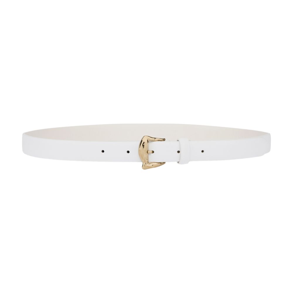 Alberta Ferretti Thin calfskin belt with hammered buckle