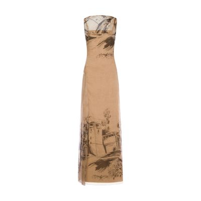 Alberta Ferretti Silk organza dress with castle print