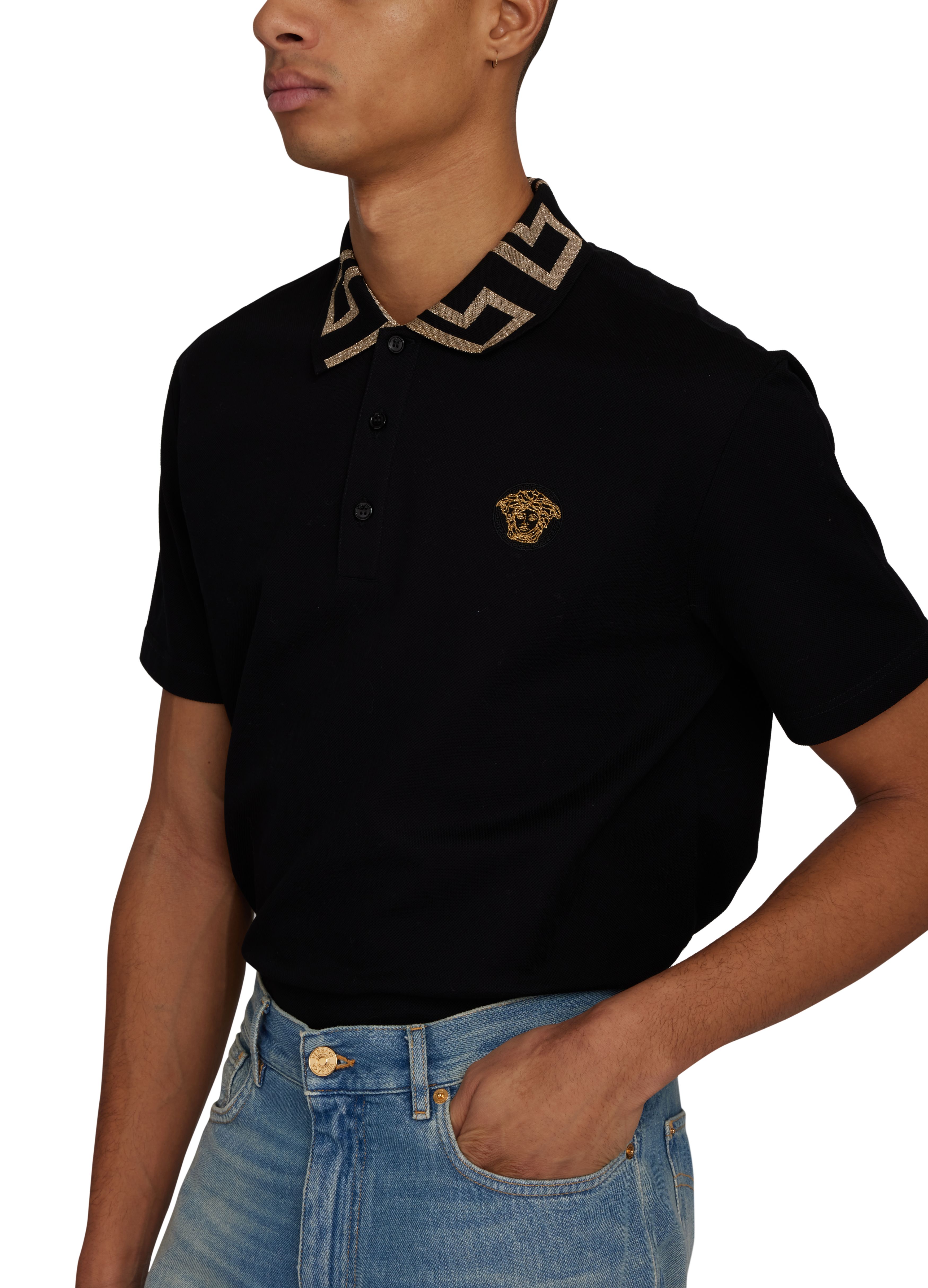 Versace Polo shirt with embroidered Greca pattern