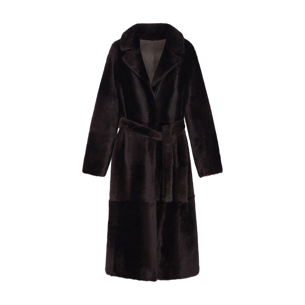 Yves Salomon Reversible long belted shearling coat