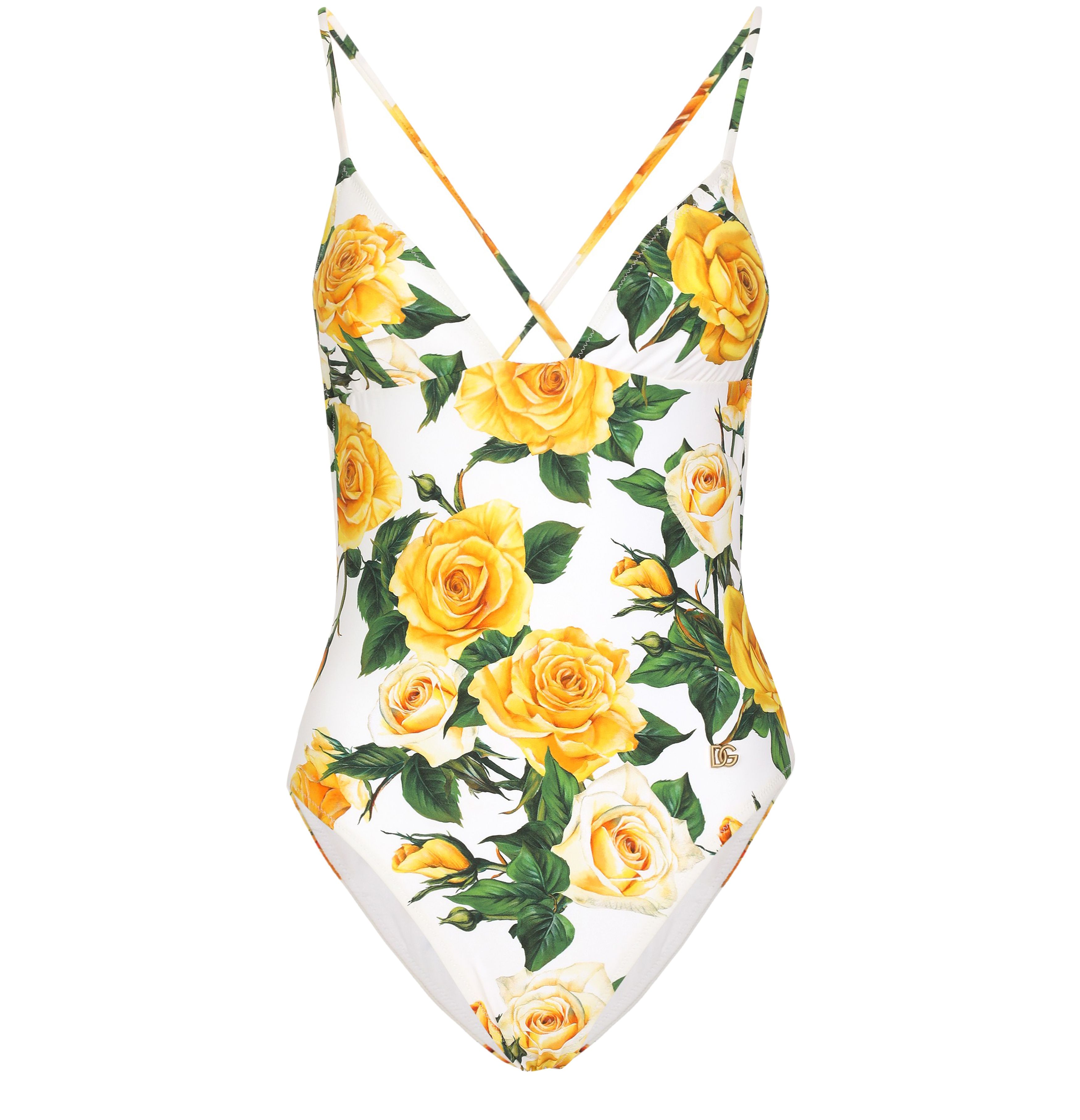 Dolce & Gabbana Yellow rose printed one piece swimsuit