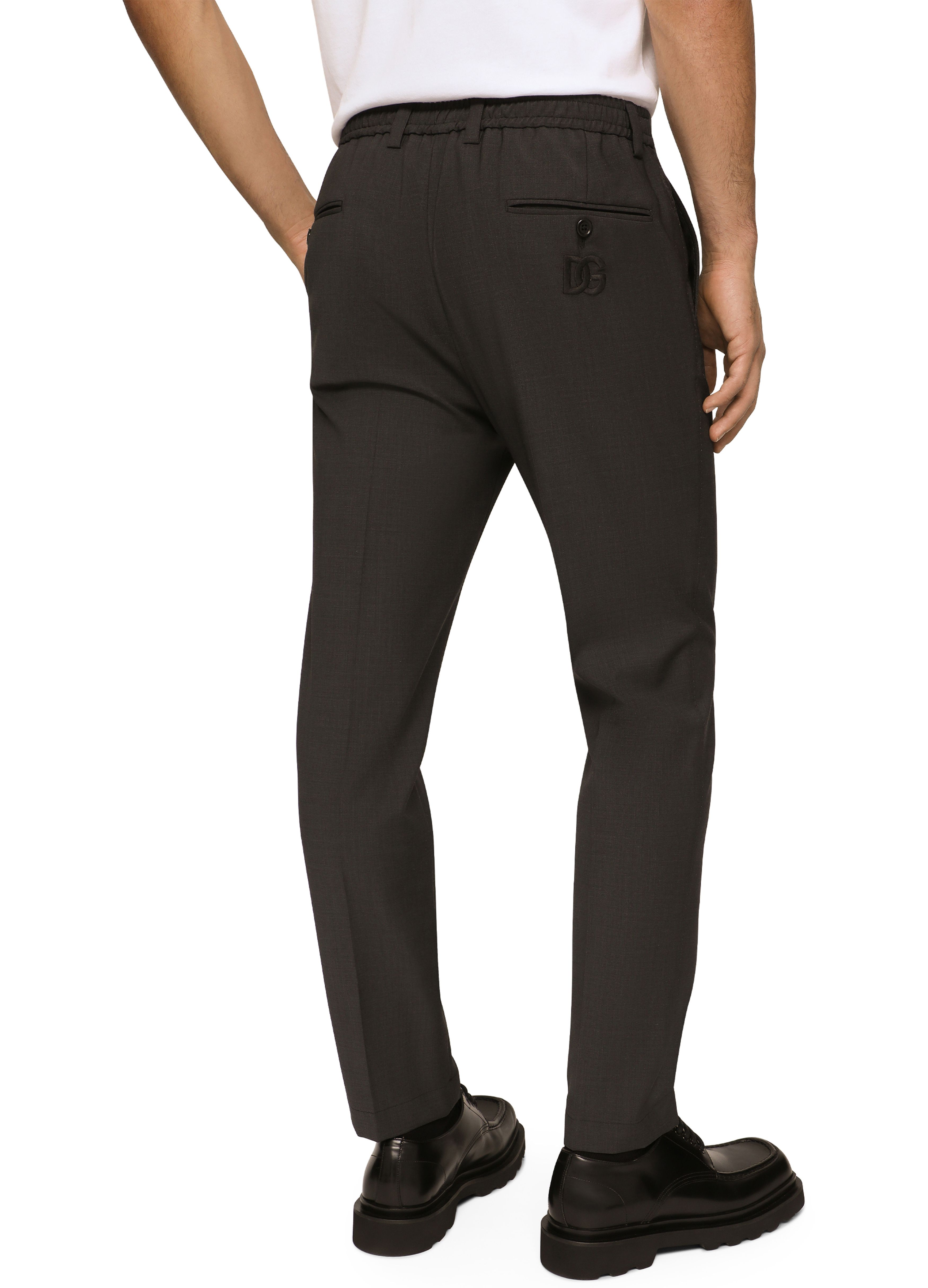 Dolce & Gabbana Stretch cotton pants with DG embroidery