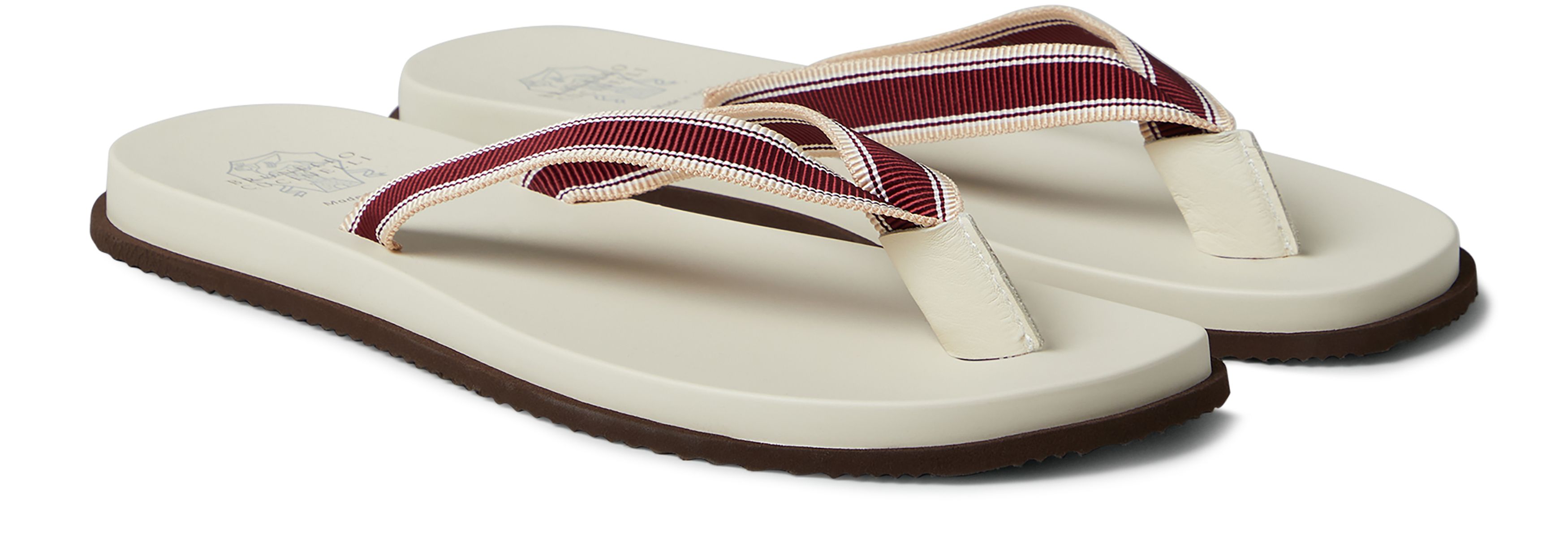 Brunello Cucinelli Striped gros grain thong sandals