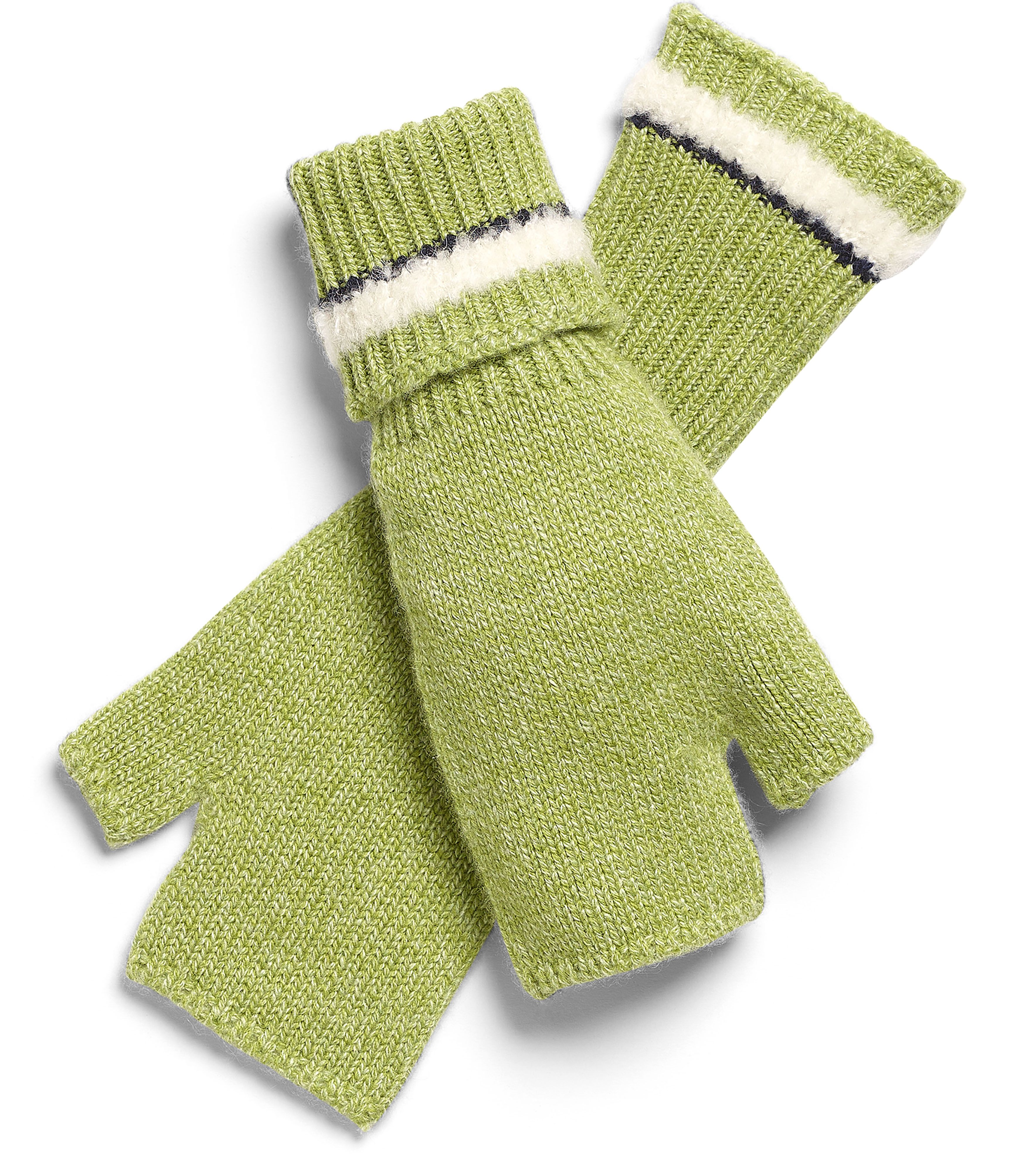 Barrie Shearling-effect cashmere fingerless gloves