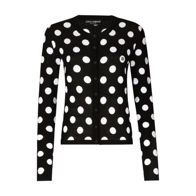 Dolce & Gabbana Polka-dot inlay silk wool cardigan