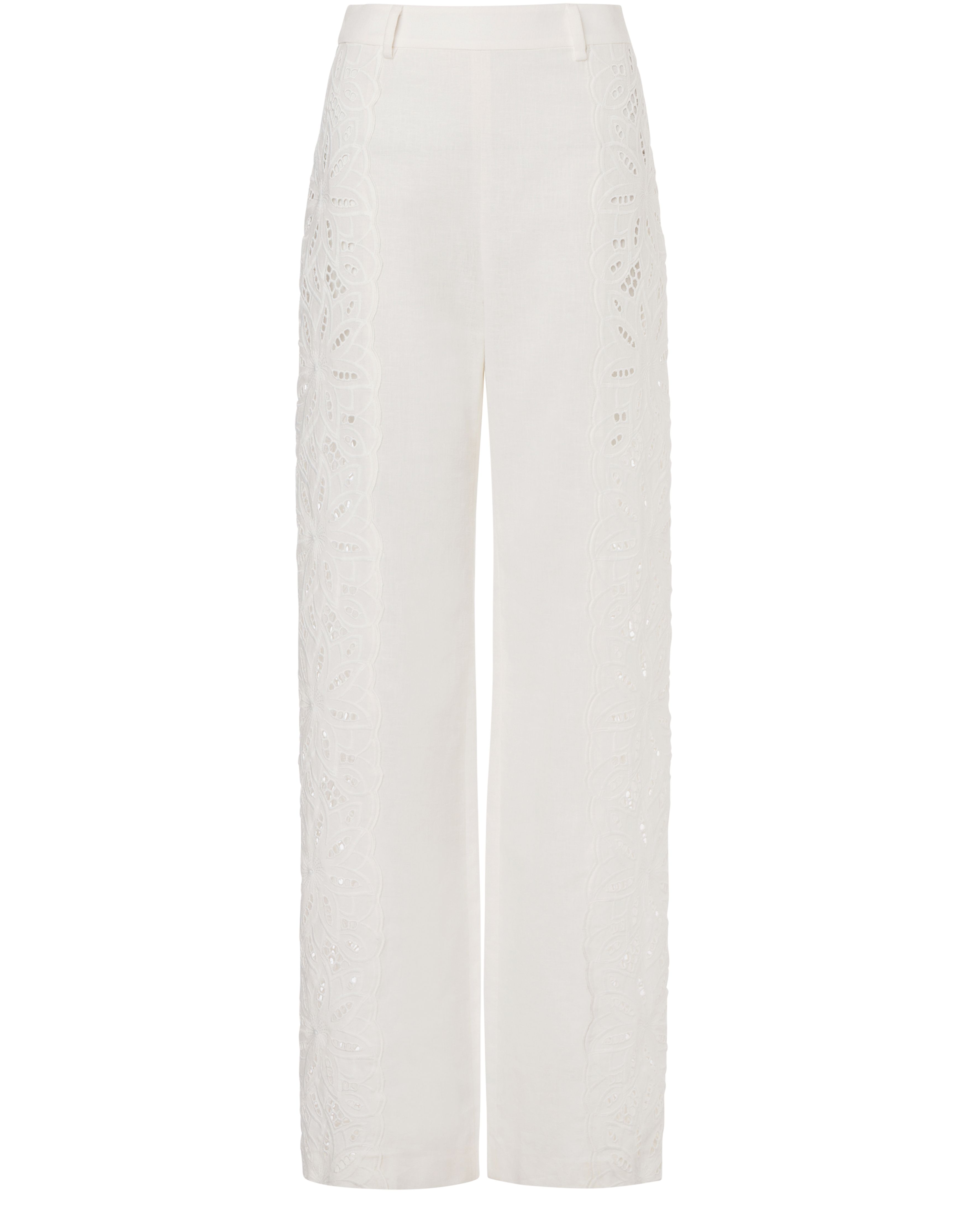 Alberta Ferretti Trousers in cotton linen with flower embroidery