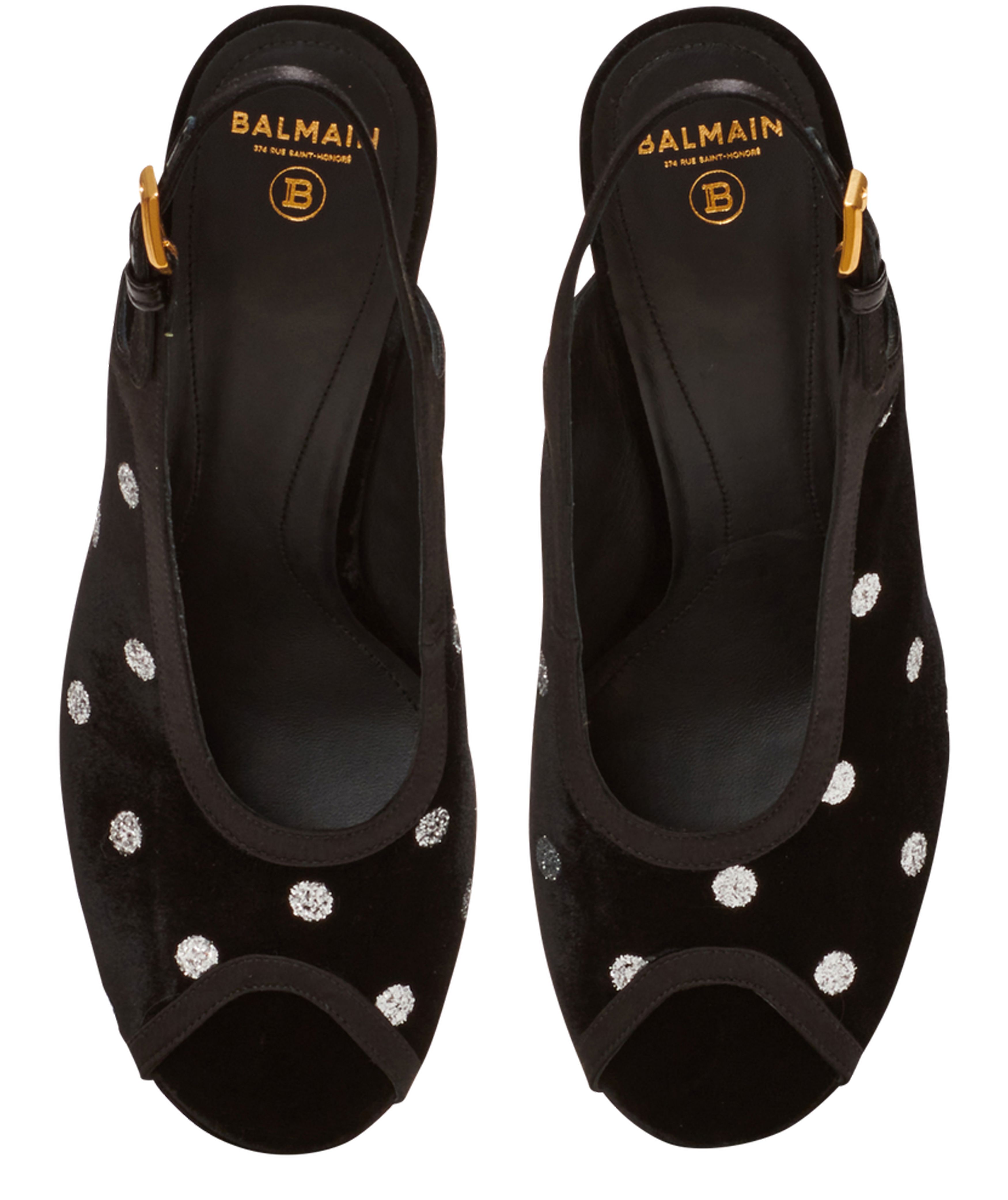 Balmain Cam Sandals In Velvet With Polka Dots