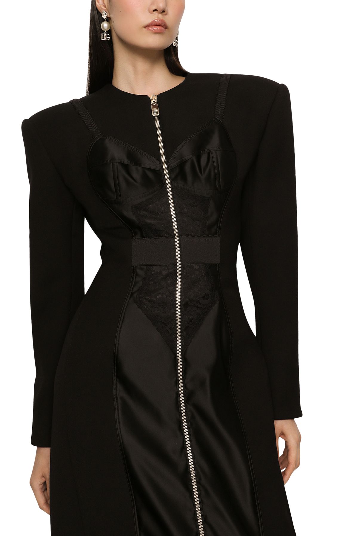 Dolce & Gabbana Woolen coat with corset-style details