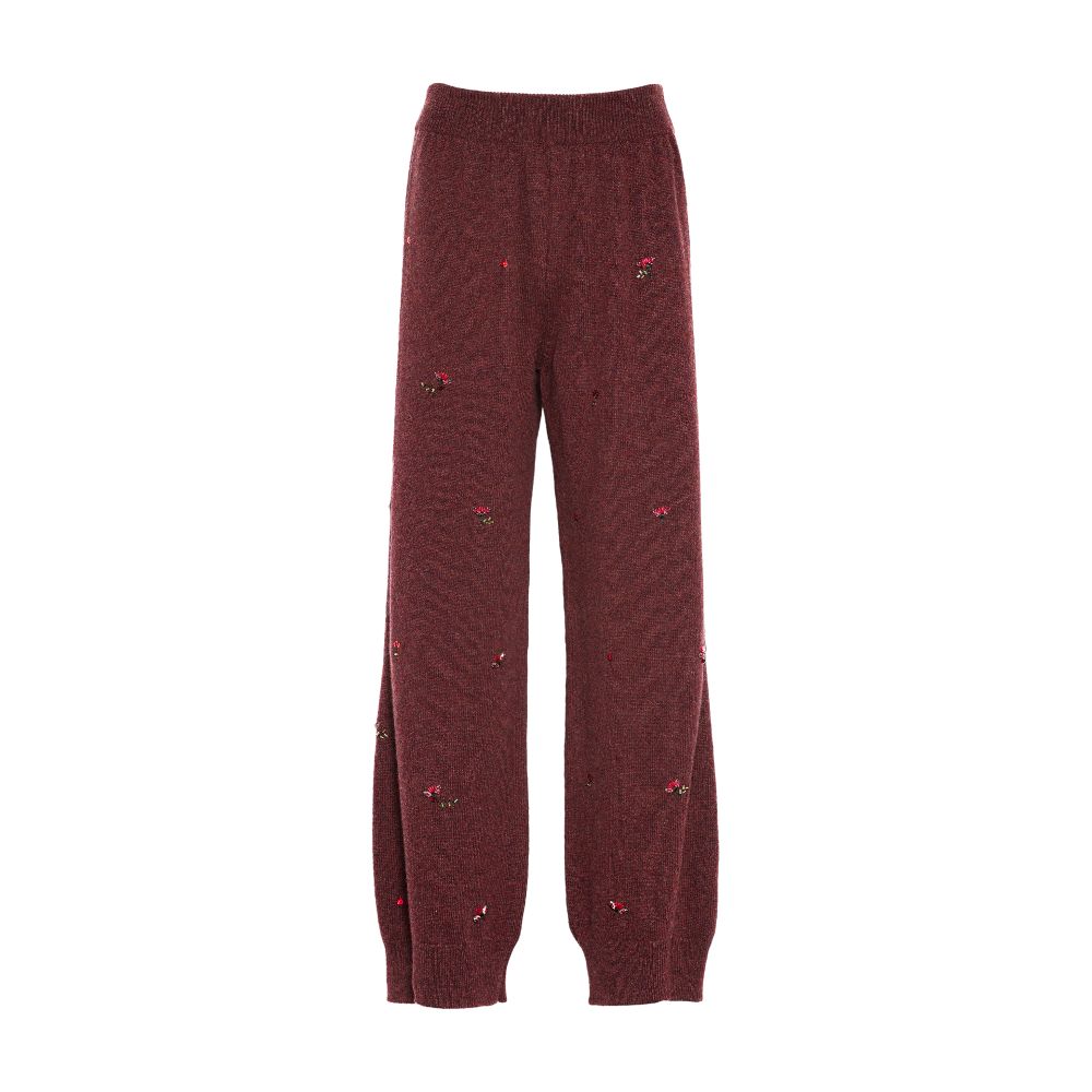 Barrie Iconic trousers in cashmere with floral embroidery