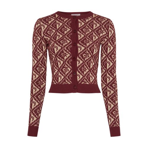 Marine Serre Moon diamant knit jacquard mini cardigan