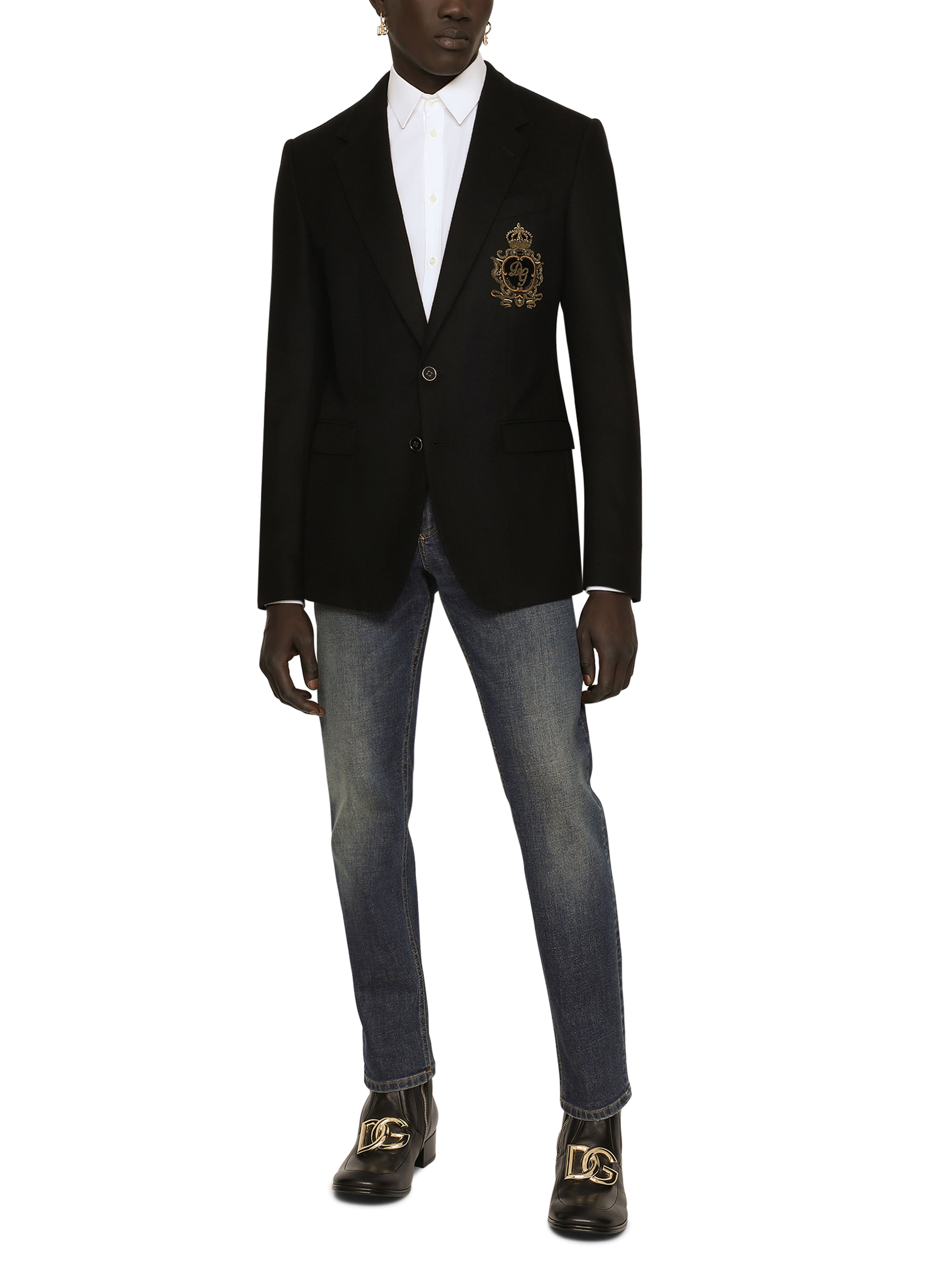 Dolce & Gabbana Single-breasted wool and cashmere jacket with patch