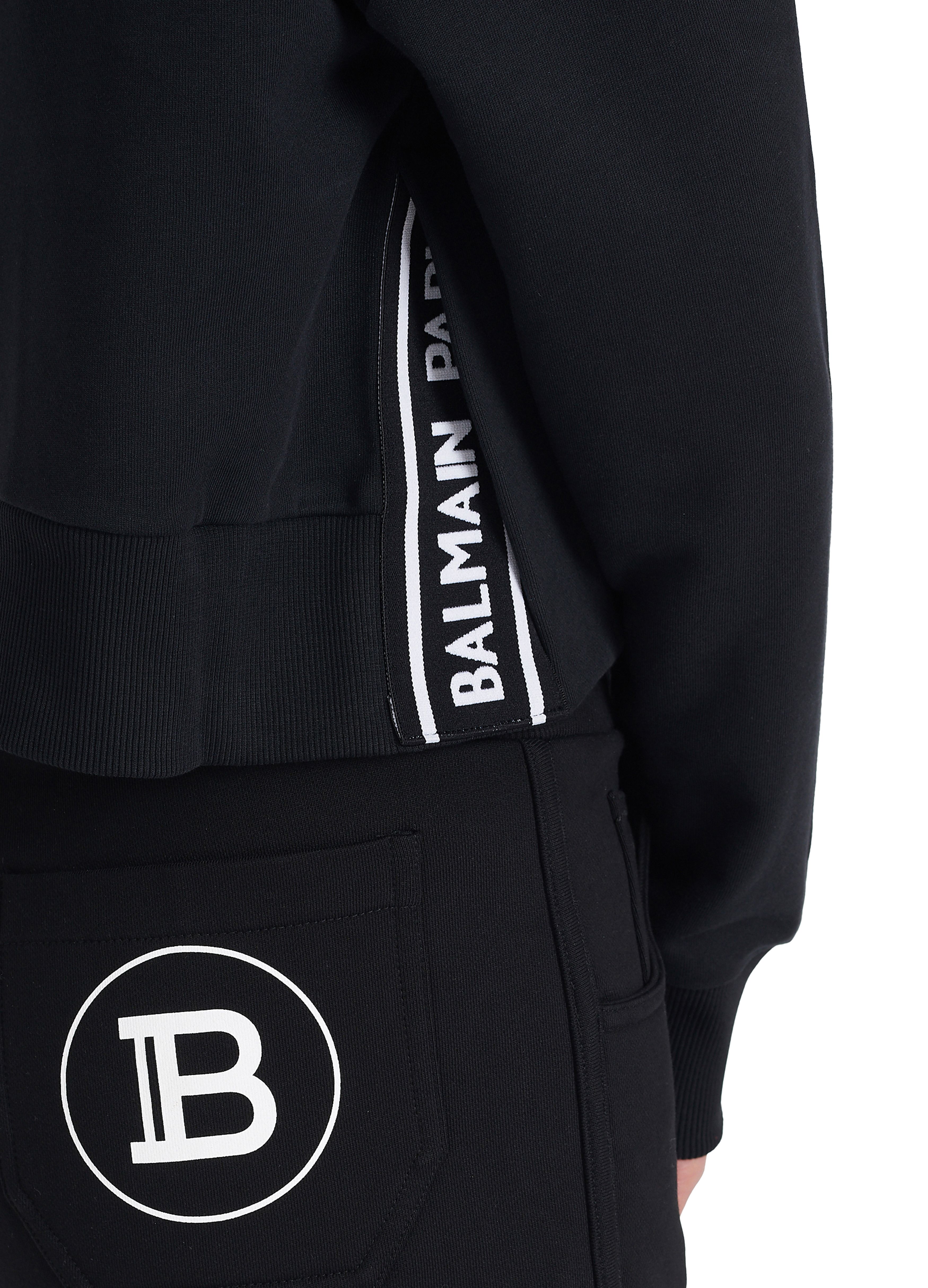 Balmain Eco-designed cotton sweatshirt with flocked Balmain logo