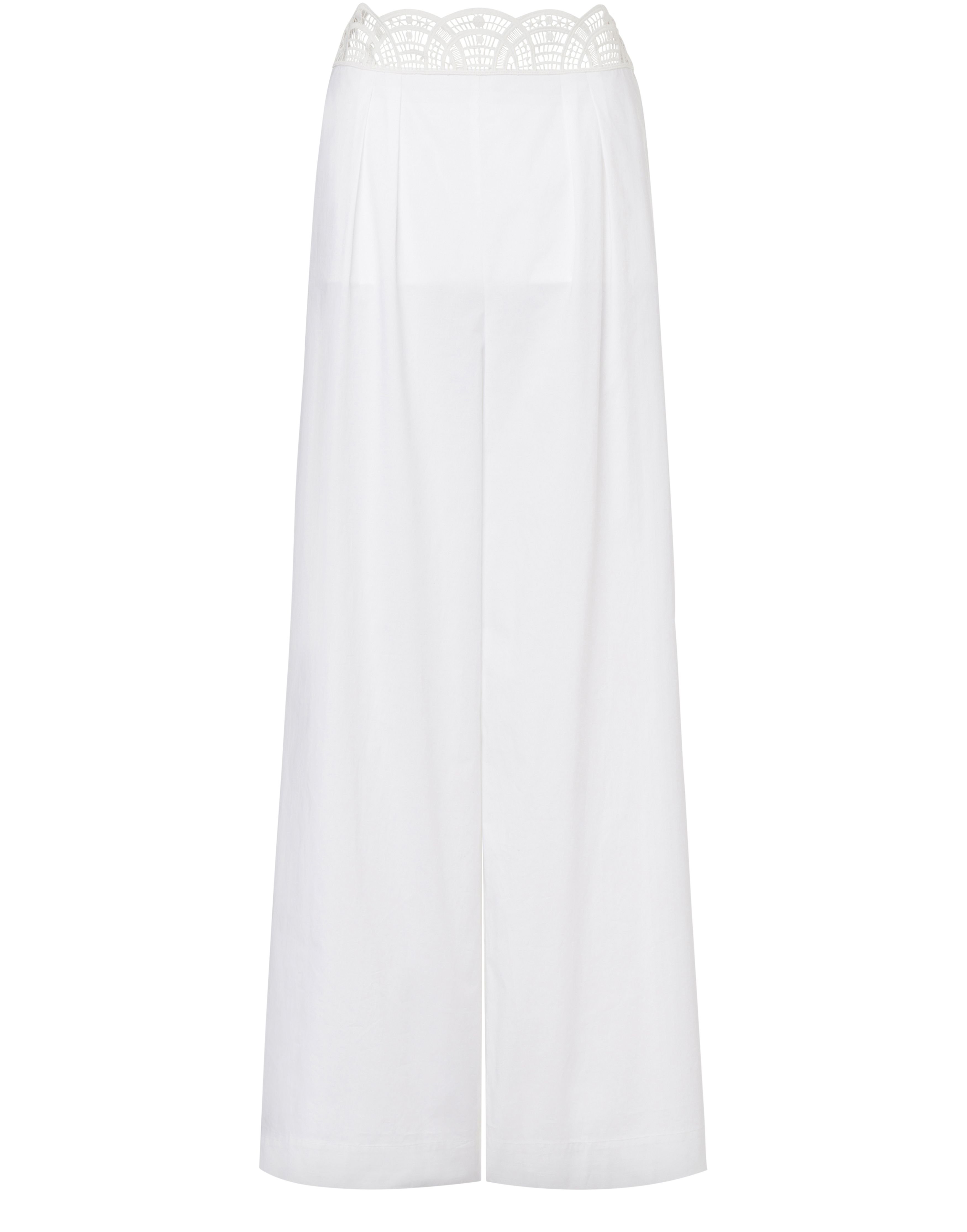 Alberta Ferretti Trousers in stretch poplin with macramé