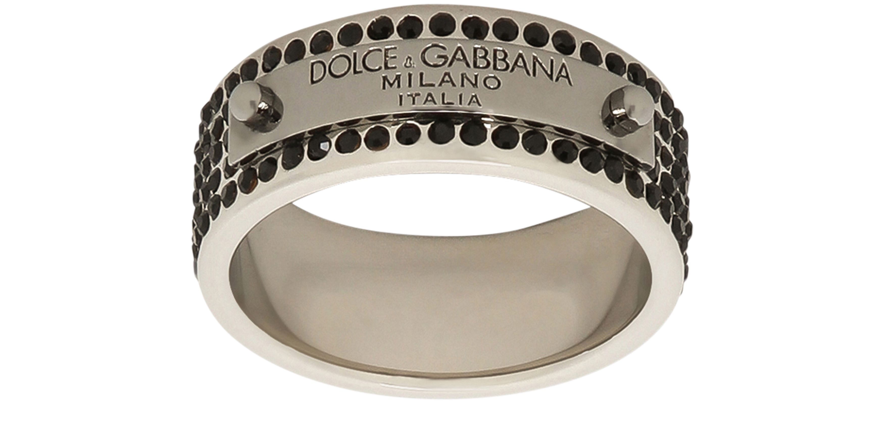 Dolce & Gabbana Ring With Logo Plaque And Strass