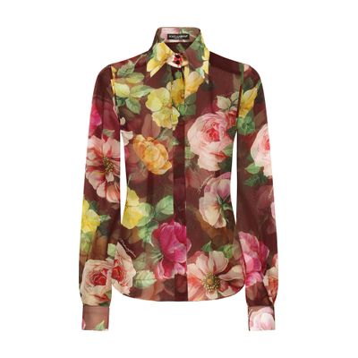 Dolce & Gabbana Camellia-print chiffon shirt