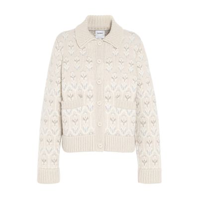 Barrie Chunky cashmere and cotton cardigan with thistle motif