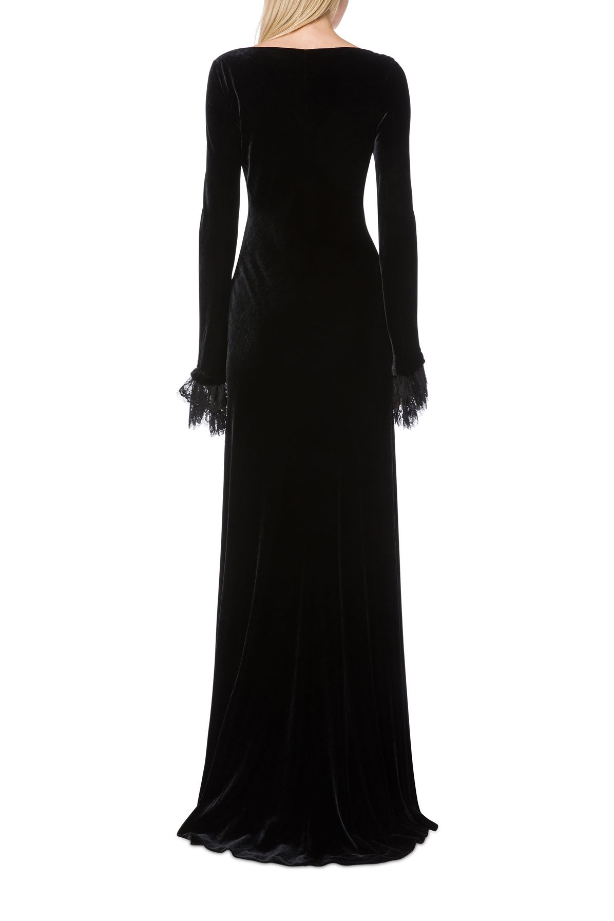 Alberta Ferretti Velvet dress with lace ruffles