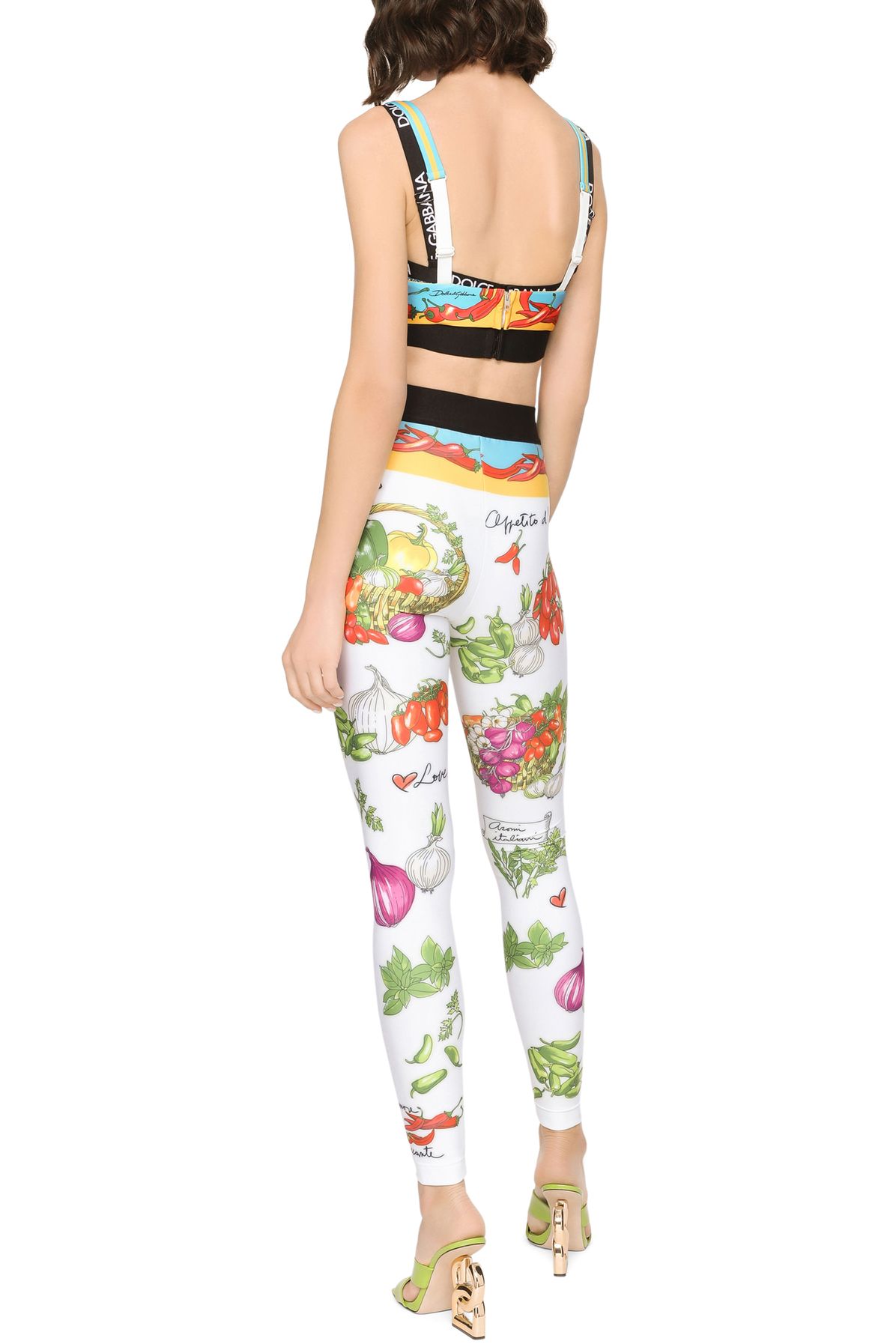 Dolce & Gabbana Vegetable-print jersey leggings with branded elastic