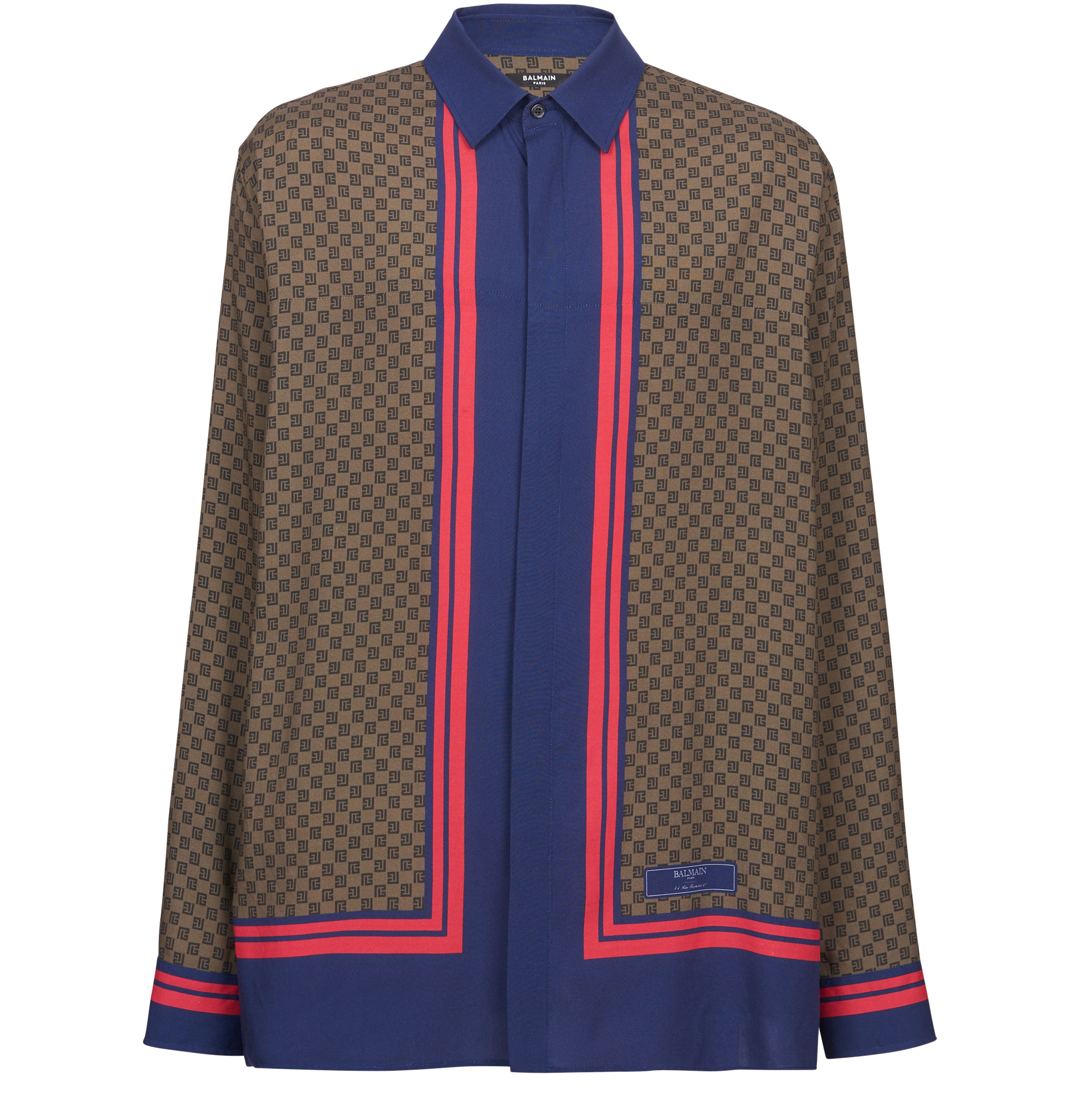 Balmain Long-Sleeved Shirt With Mini Monogram Scarf Print