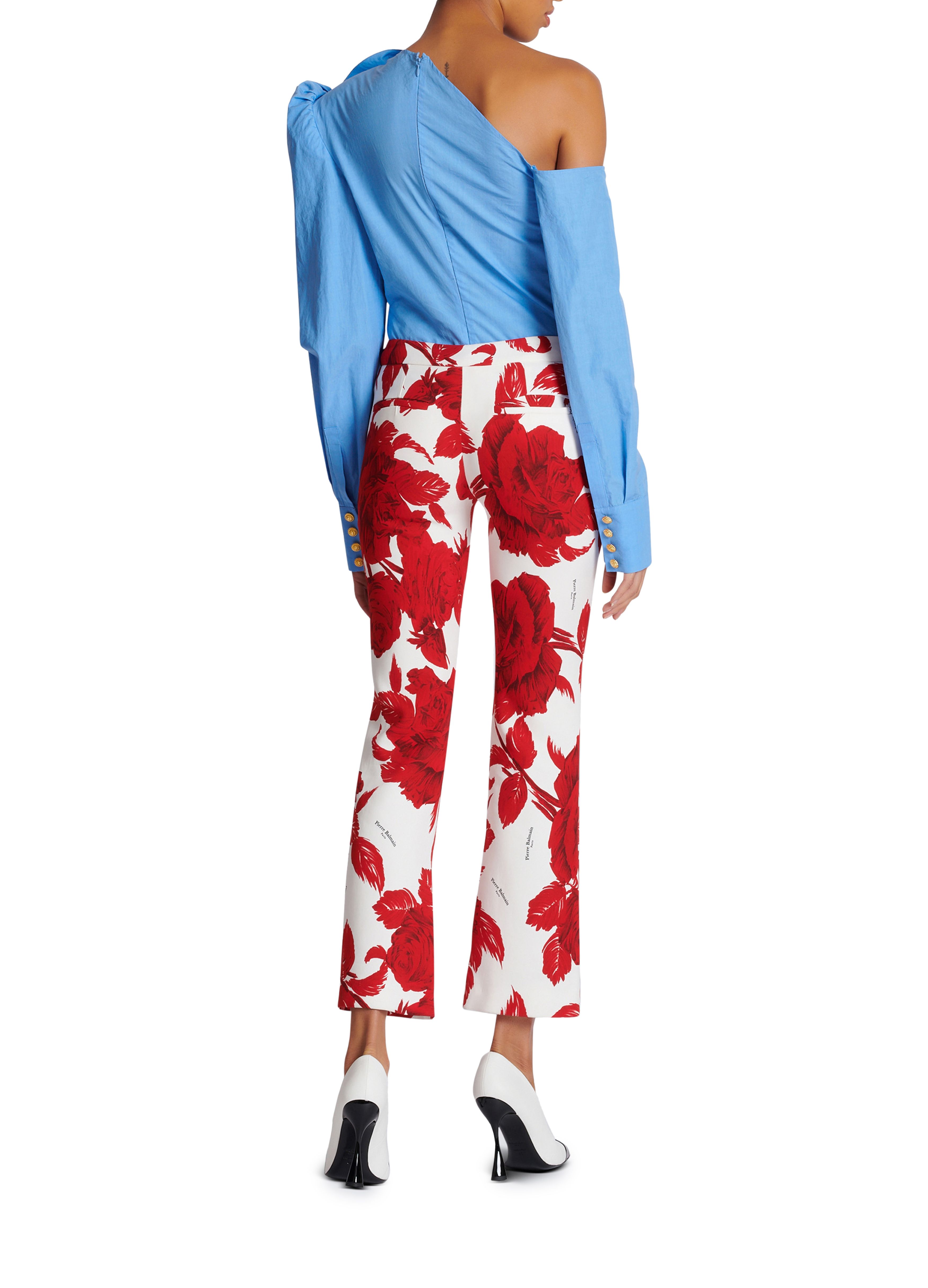 Balmain Printed crêpe pants