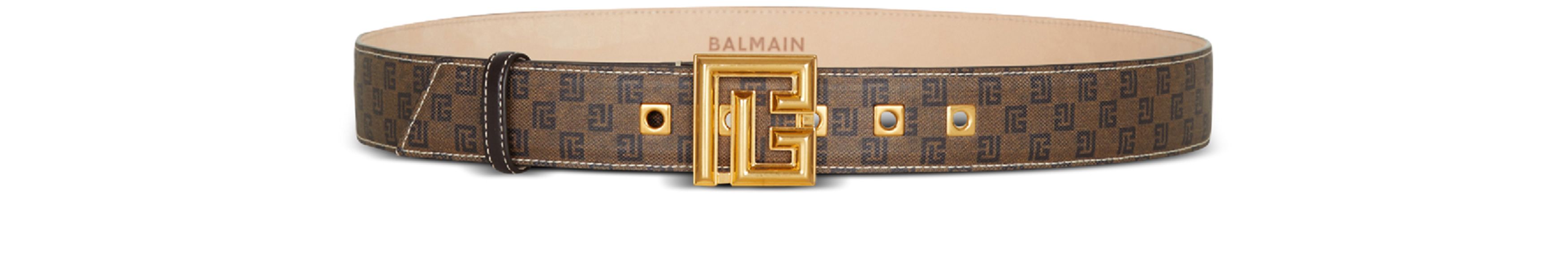 Balmain Mini Monogrammed Waxed Canvas Belt