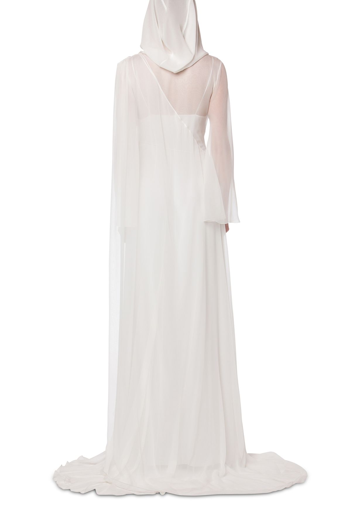 Alberta Ferretti Eco-sustainable chiffon hooded dress