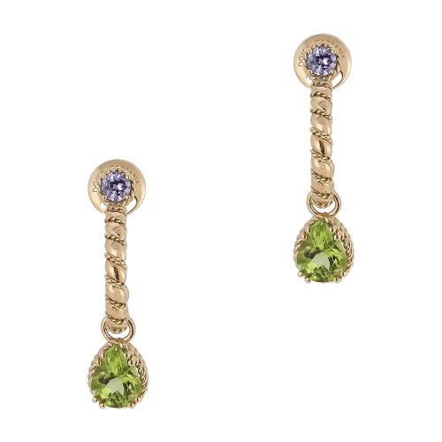 Dolce & Gabbana 18 kt yellow gold earrings with multicolor fine gemstones