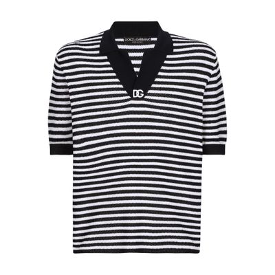 Dolce & Gabbana Striped cotton V-neck polo-shirt