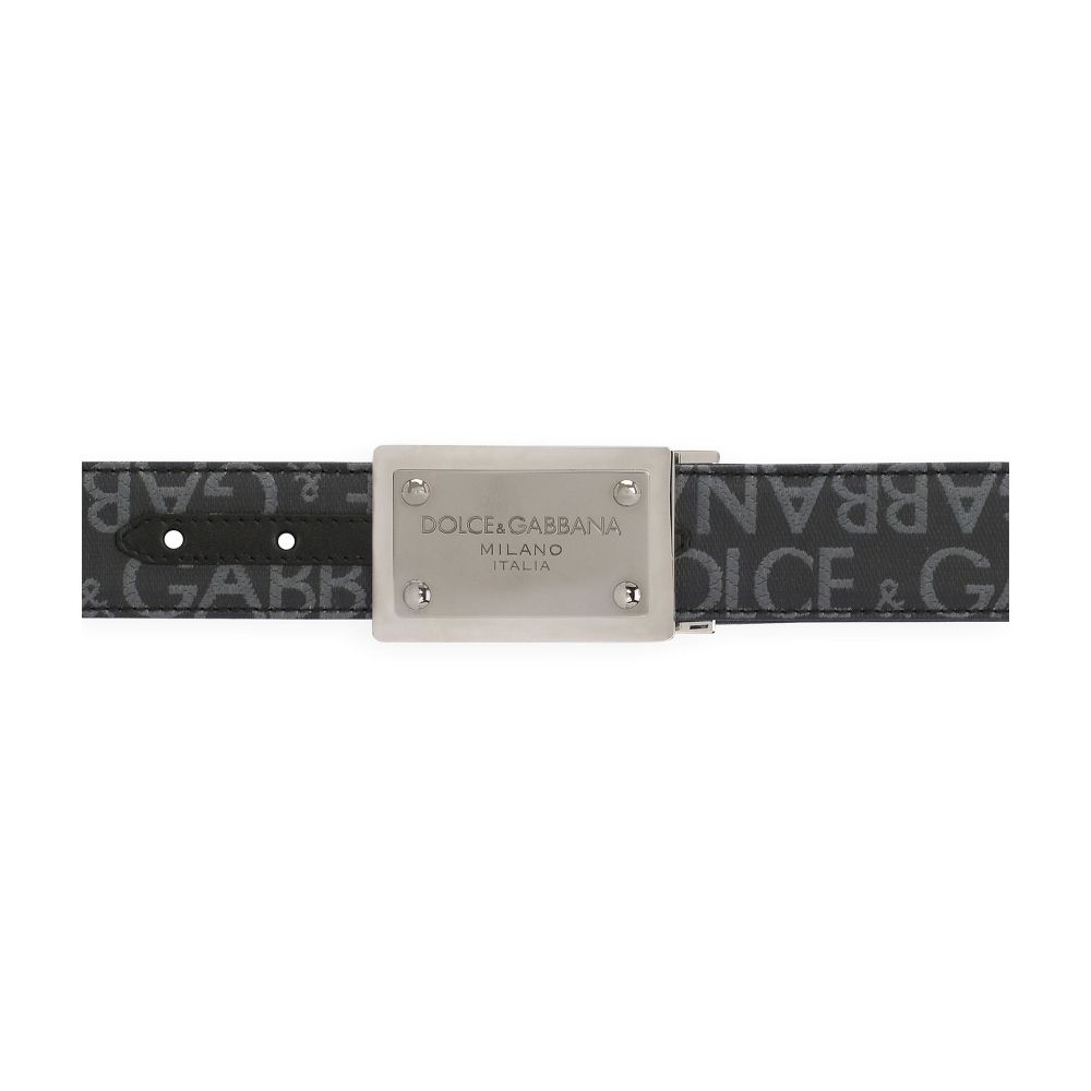 Dolce & Gabbana Coated jacquard belt with logo tag