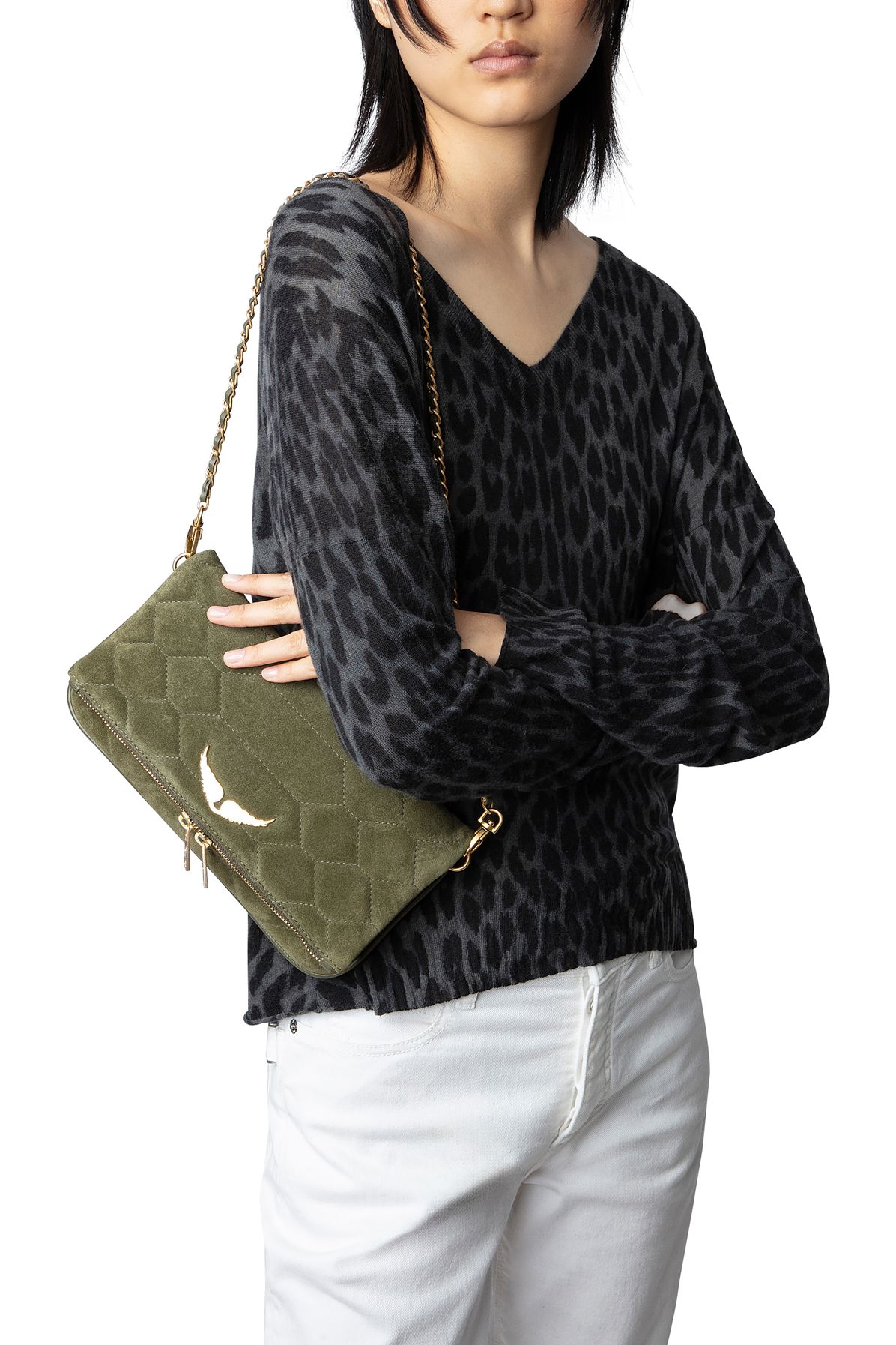 Zadig & Voltaire Rock Quilted Suede Clutch