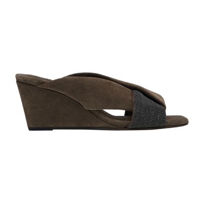 Brunello Cucinelli Suede wedge mules