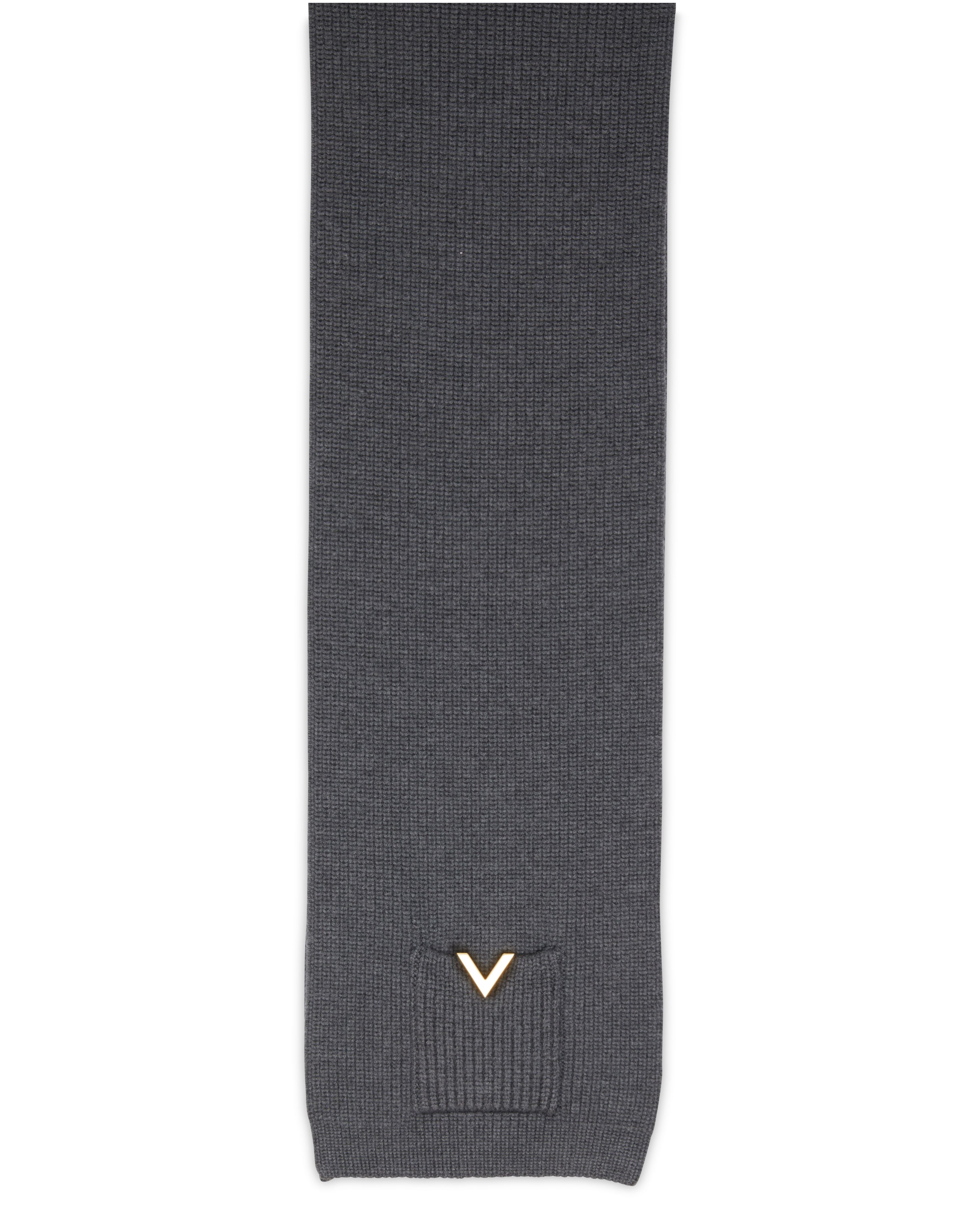 VALENTINO GARAVANI Knitted wool scarf with gold V