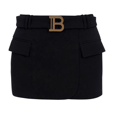 Balmain Short wool low-rise skirt