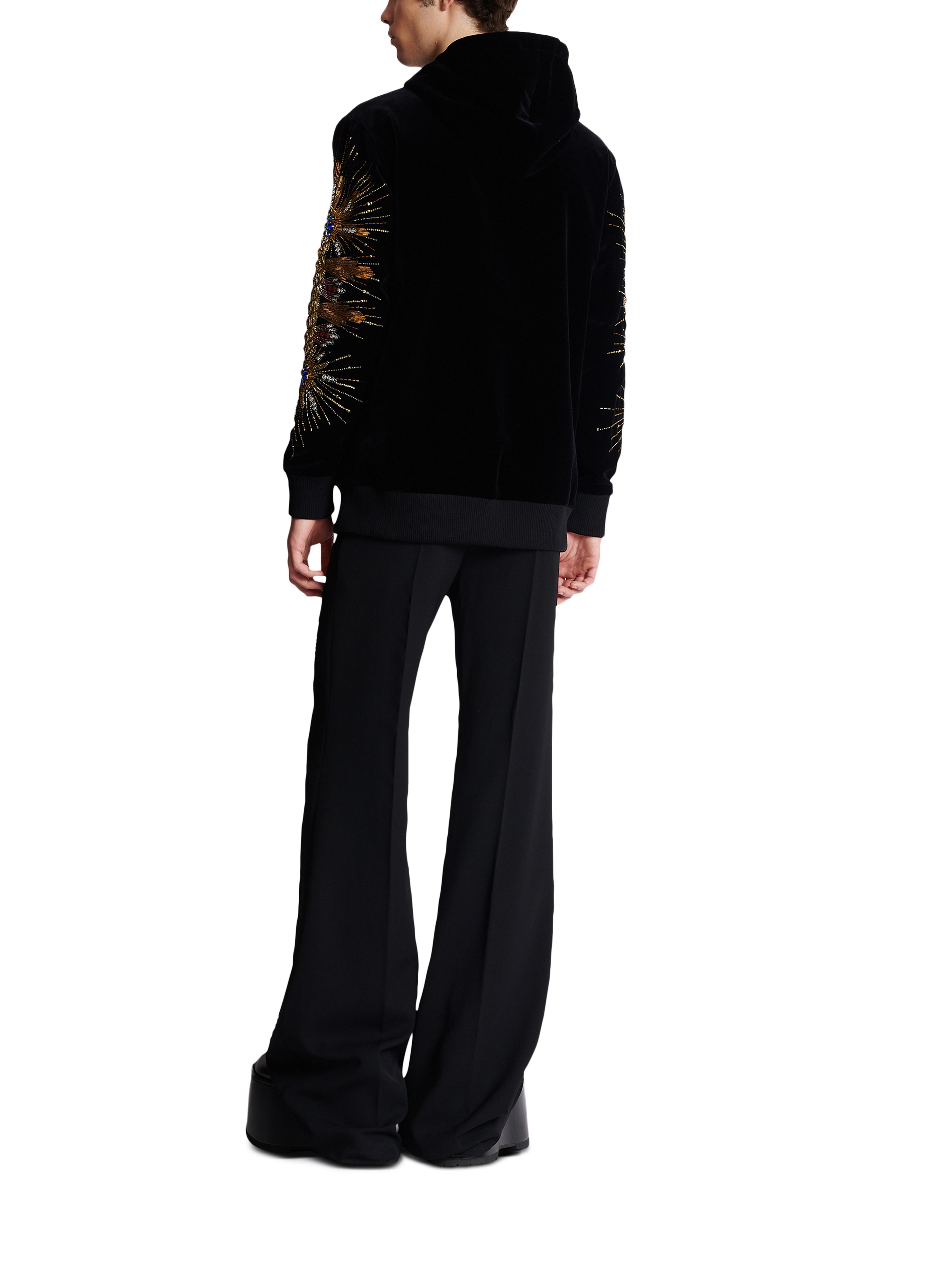 Balmain Embroidered velvet hoodie