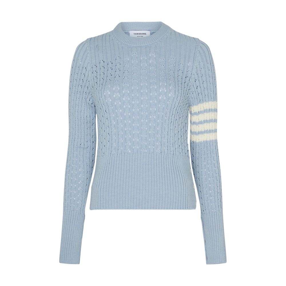 Thom Browne 4-Bar Pointelle crew neck sweater