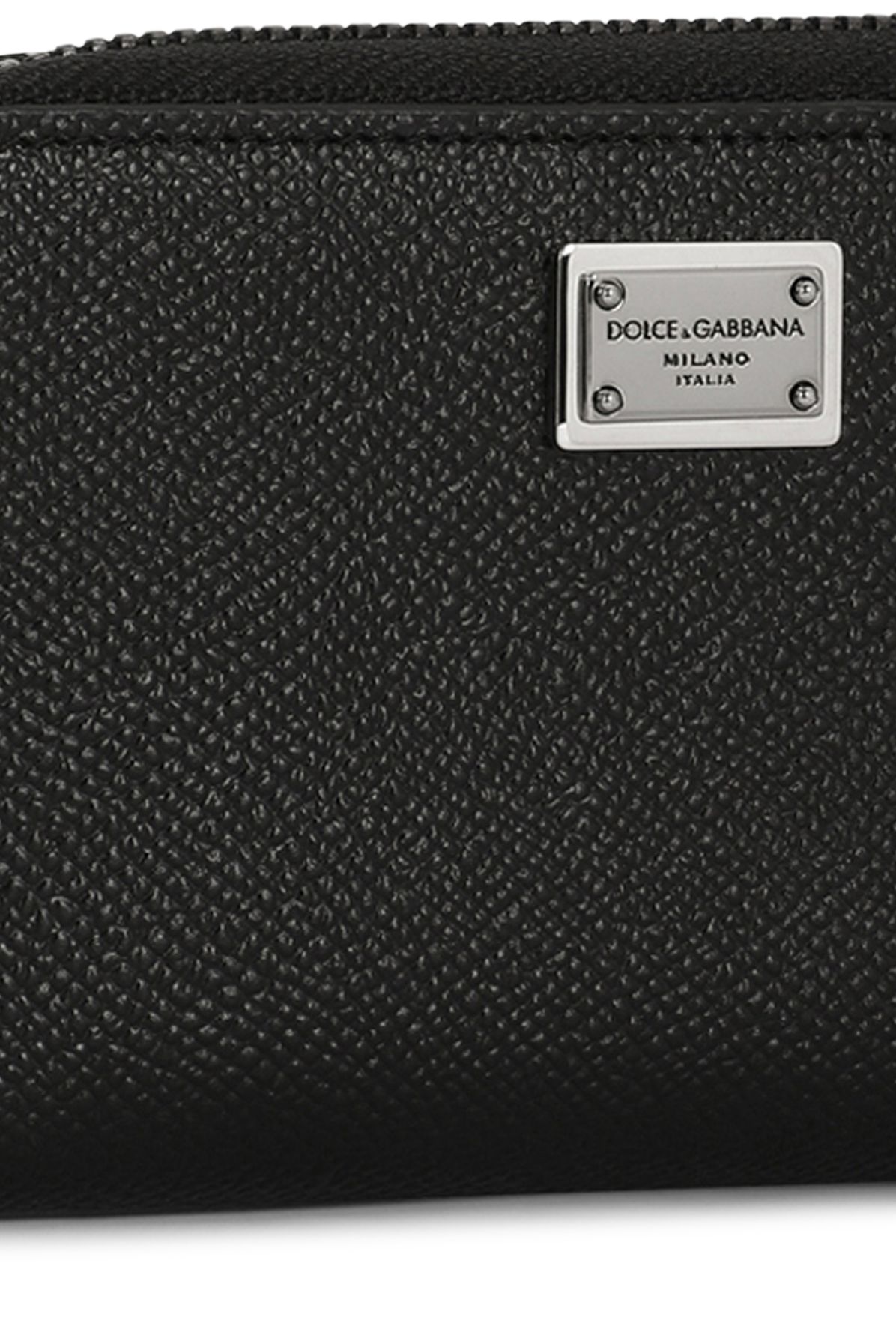 Dolce & Gabbana Small calfskin zip-around wallet with logo tag