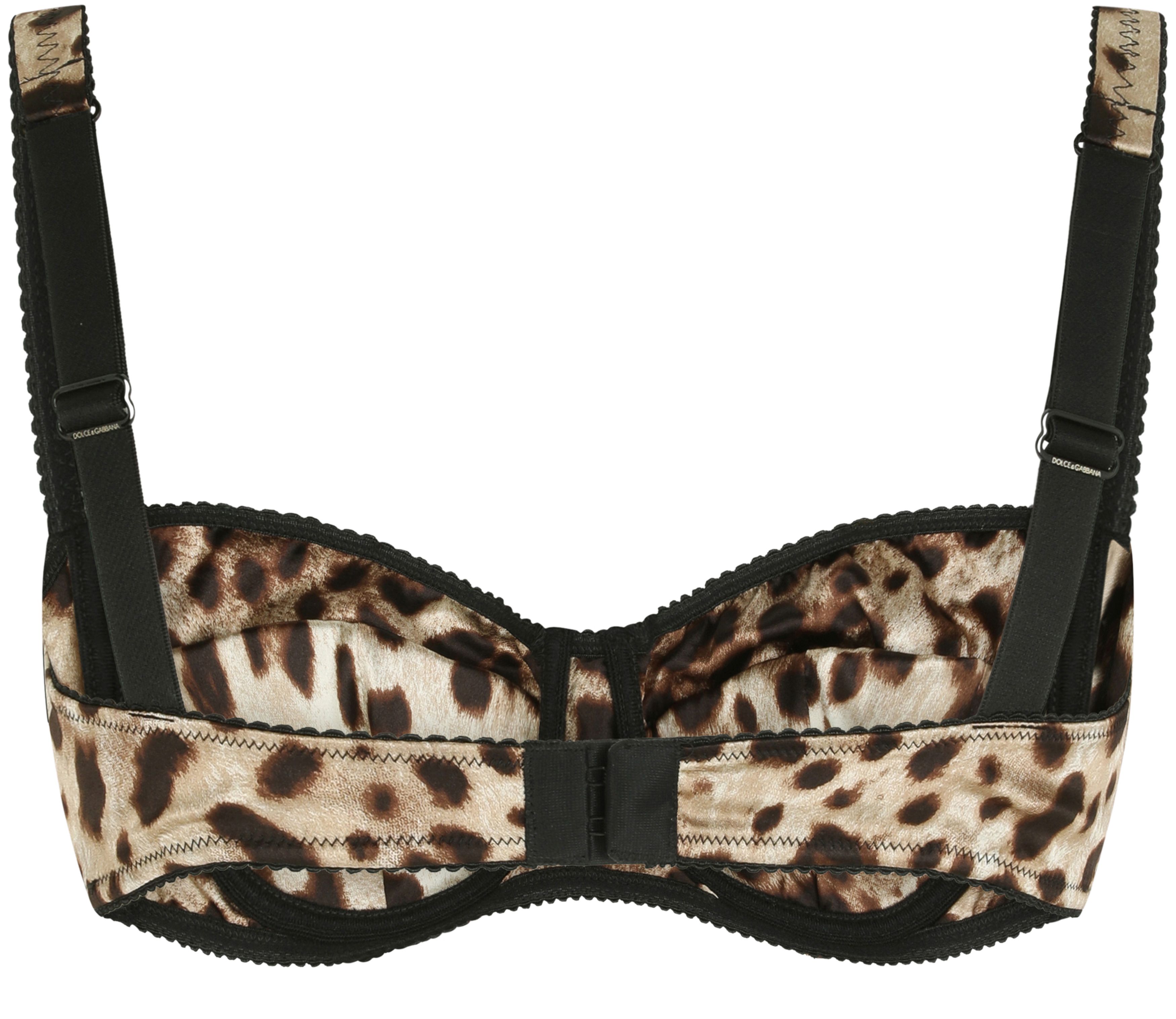 Dolce & Gabbana Leopard-print satin balconette bra with lace detailing