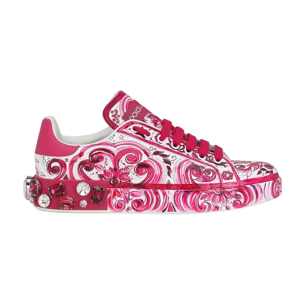 Dolce & Gabbana Portofino majolica-print calfskin sneakers