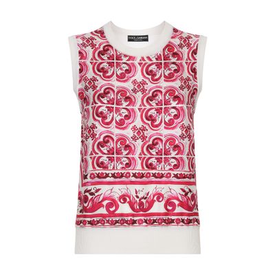 Dolce & Gabbana Silk and Twill Maiolica Print Sweater