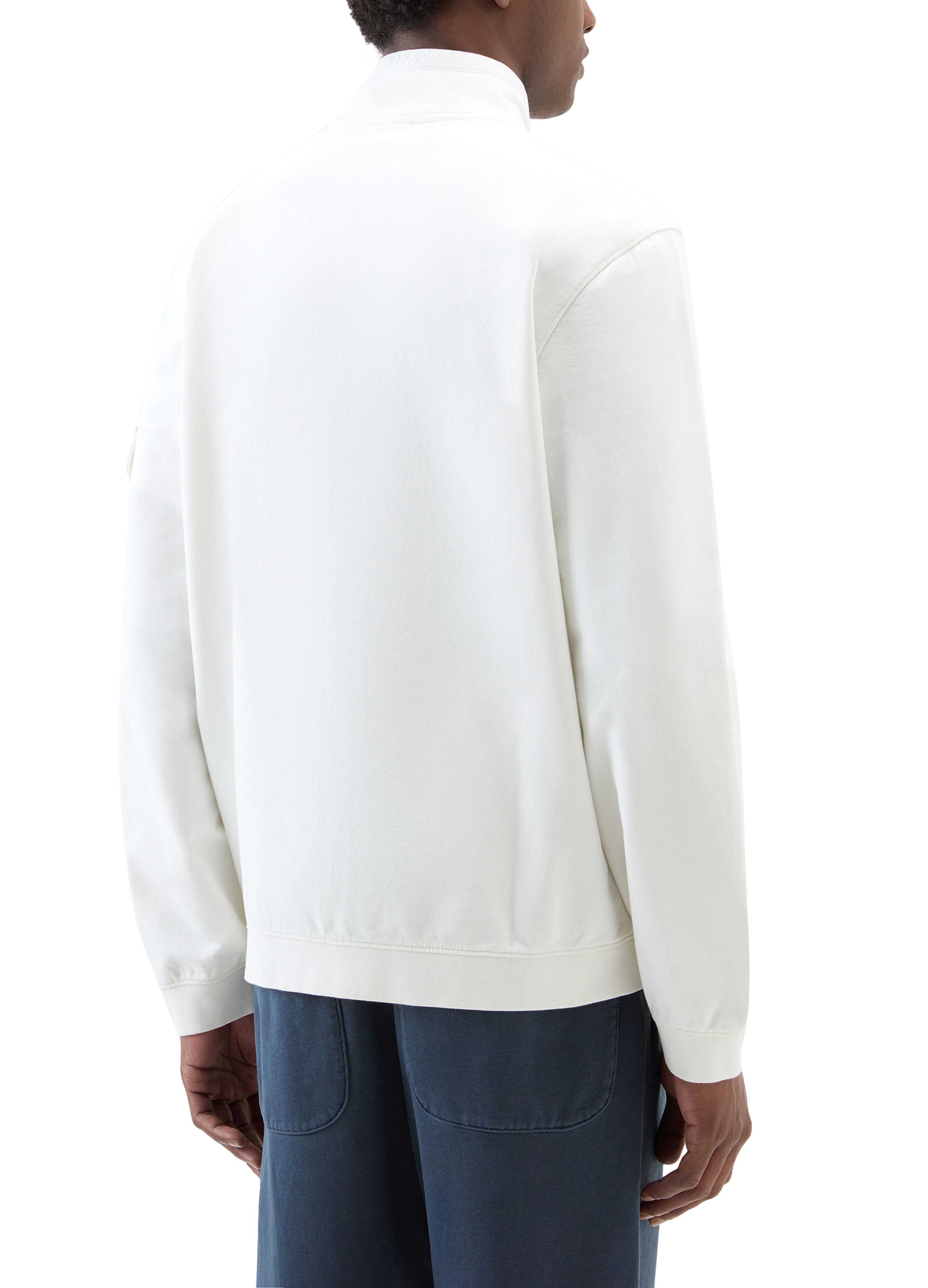 Woolrich Pure cotton sweatshirt with zip and high collar