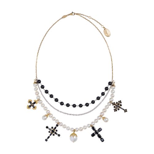 Dolce & Gabbana Family necklace in yellow and white gold black sapphires