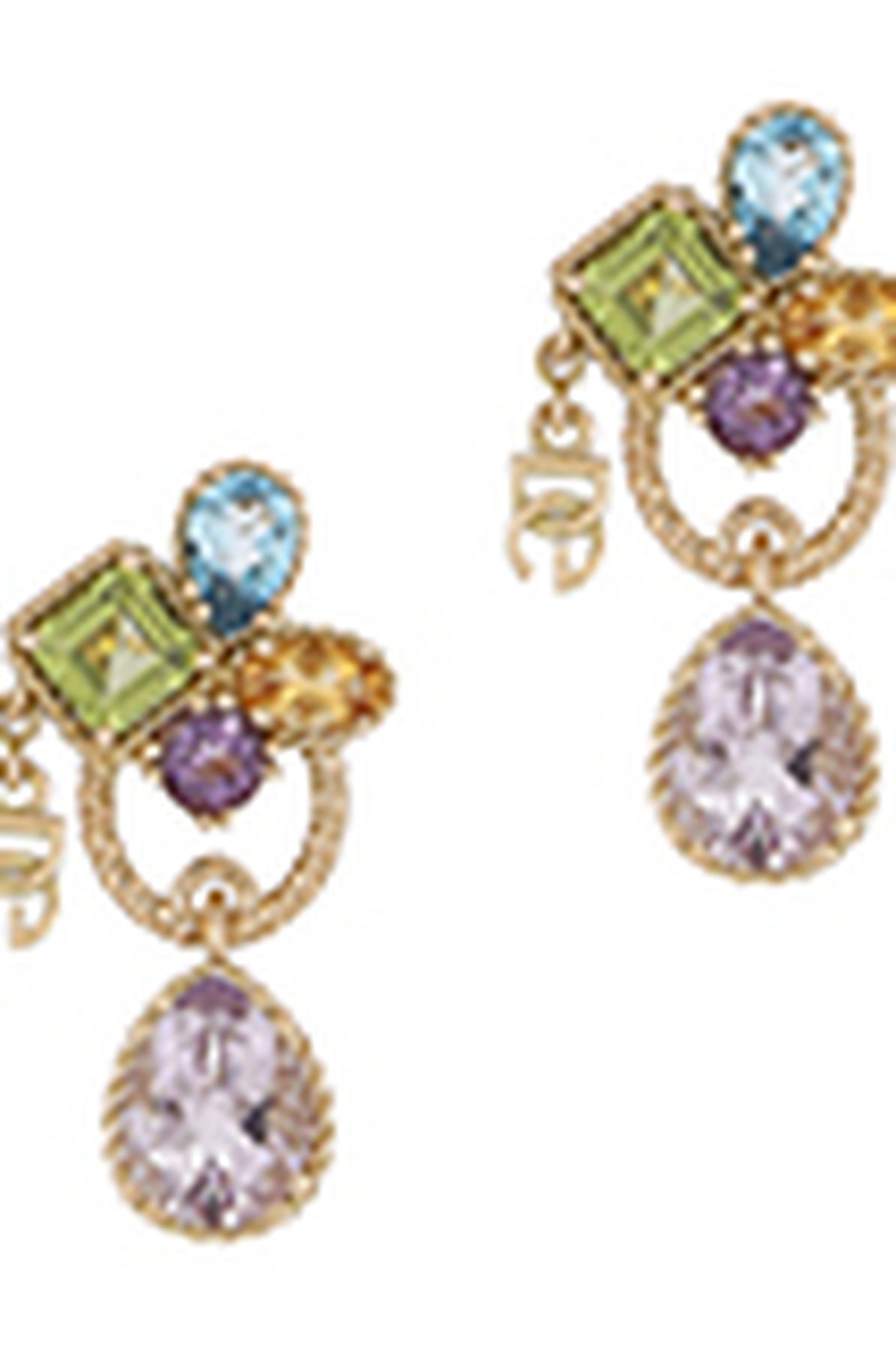 Dolce & Gabbana 18kt yellow gold pierced earrings withmulticolors gemstones