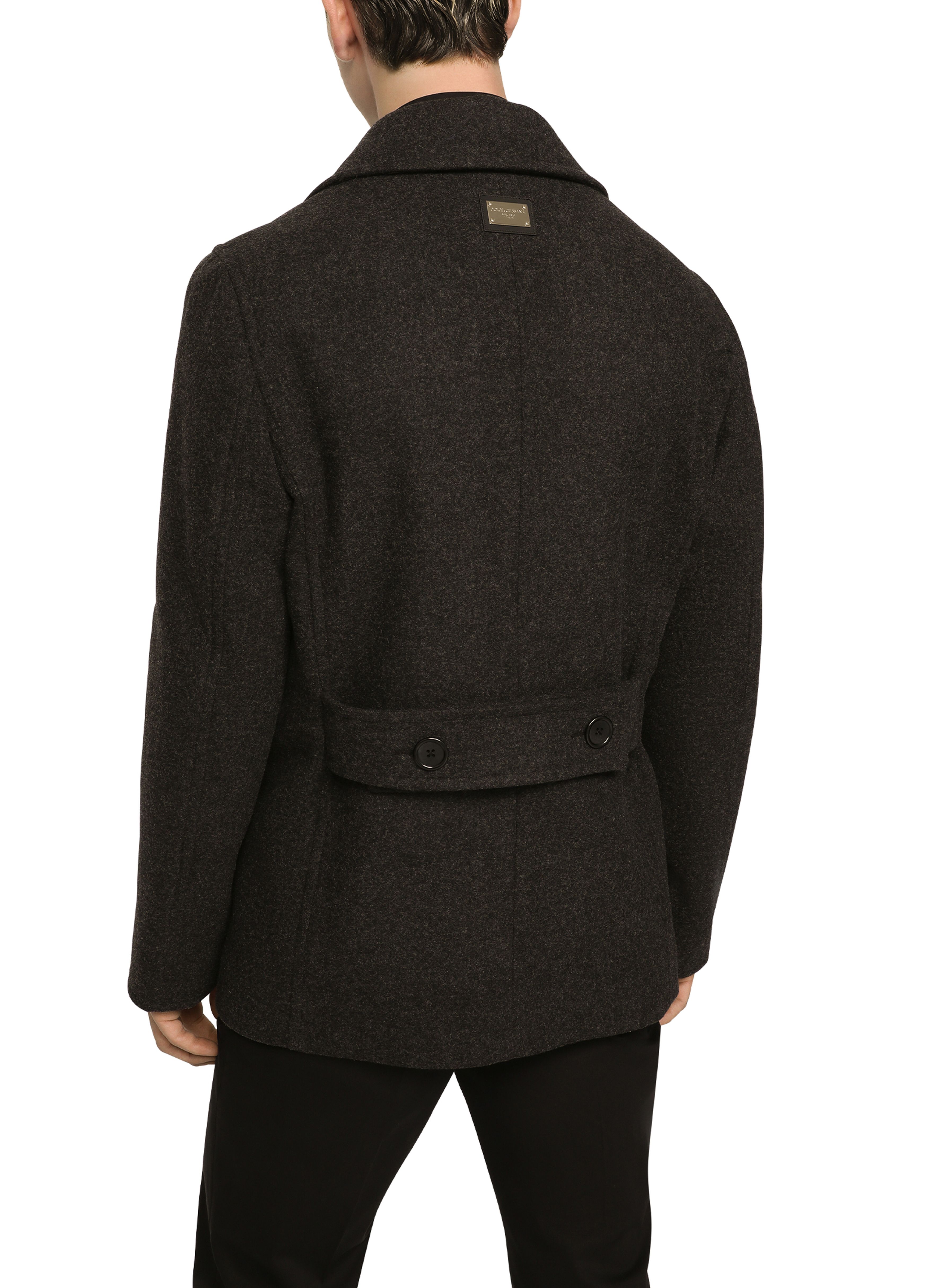 Dolce & Gabbana Double-breasted wool pea coat with branded tag