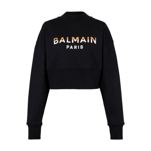 Balmain Cropped Sweatshirt With Balmain Paris Print