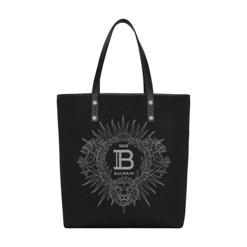 Balmain Balmain Varsity tote bag in monogram canvas and leather