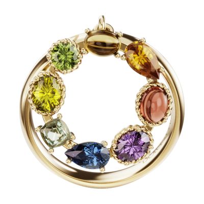 Dolce & Gabbana Rainbow alphabet O ring in yellow gold with multicolor fine gems