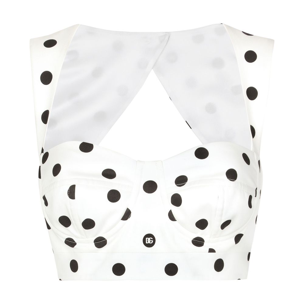 Dolce & Gabbana Polka-dot print cotton corset top