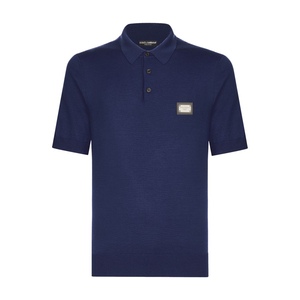 Dolce & Gabbana Wool polo-shirt with branded tag